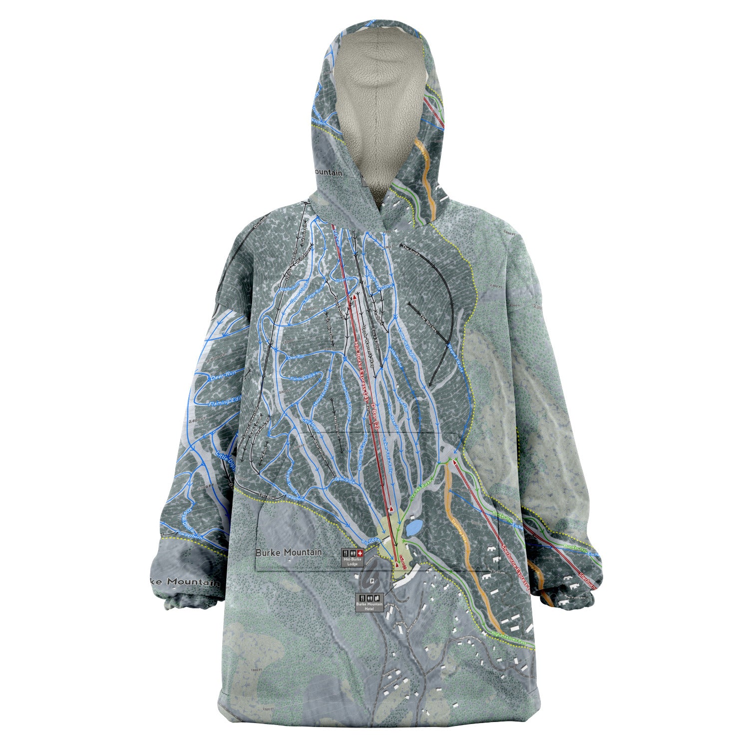 Burke Mountain, Vermont Ski Trail Map - Snug Hoodie