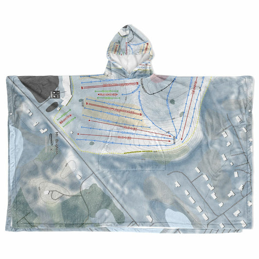Mt Brighton, Michigan Ski Resort Map Flannel Blanket Poncho