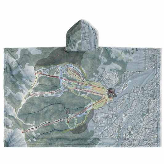 Big Bear Mountain, California Ski Resort Map Flannel Blanket Poncho