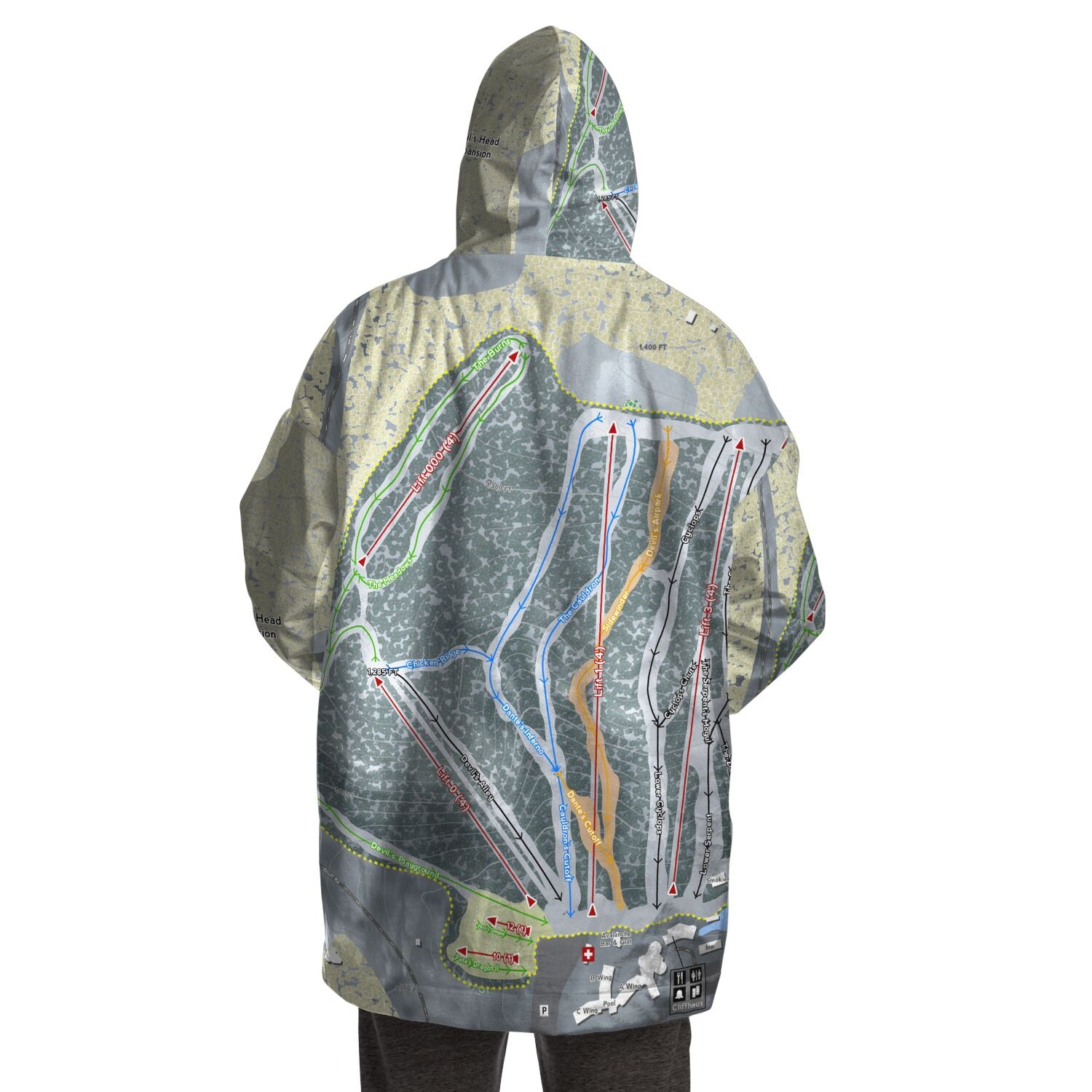 Devil's Head, Wisconsin Ski Trail Map - Snug Hoodie