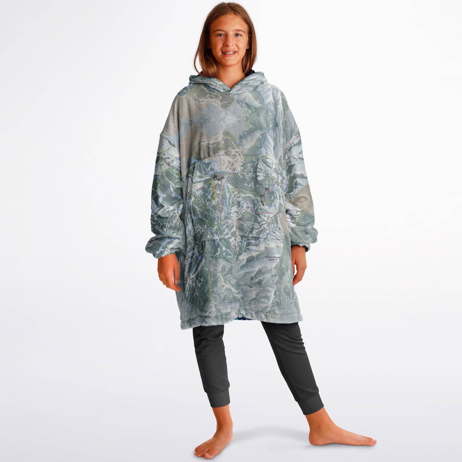 Powder Mountain, Utah Ski Resort Map Youth Reversible Snug Hoodie