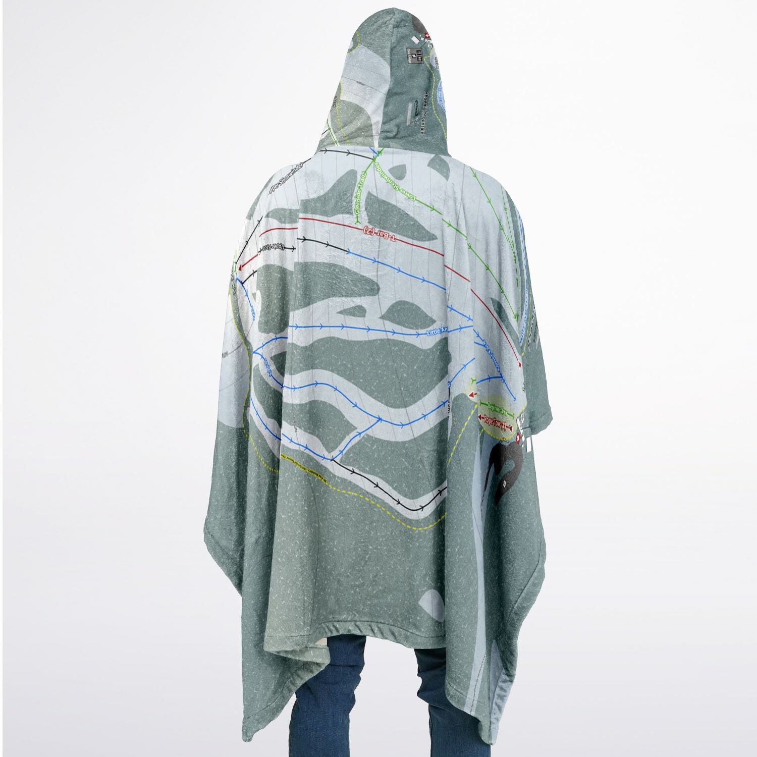Phoenix Mountain, British Columbia Ski Resort Map Flannel Blanket Poncho