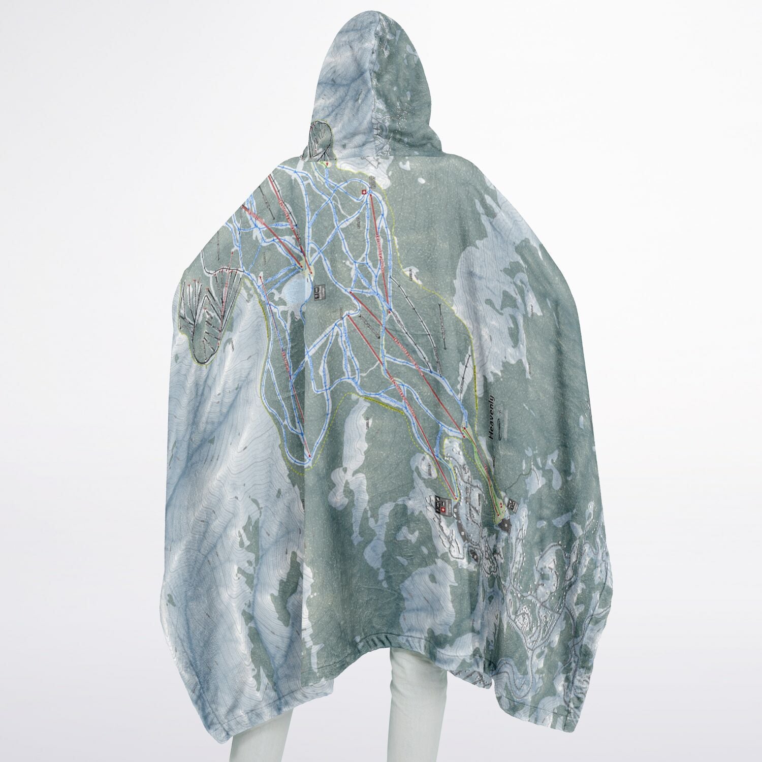 Heavenly, Nevada Ski Resort Map Flannel Blanket Poncho
