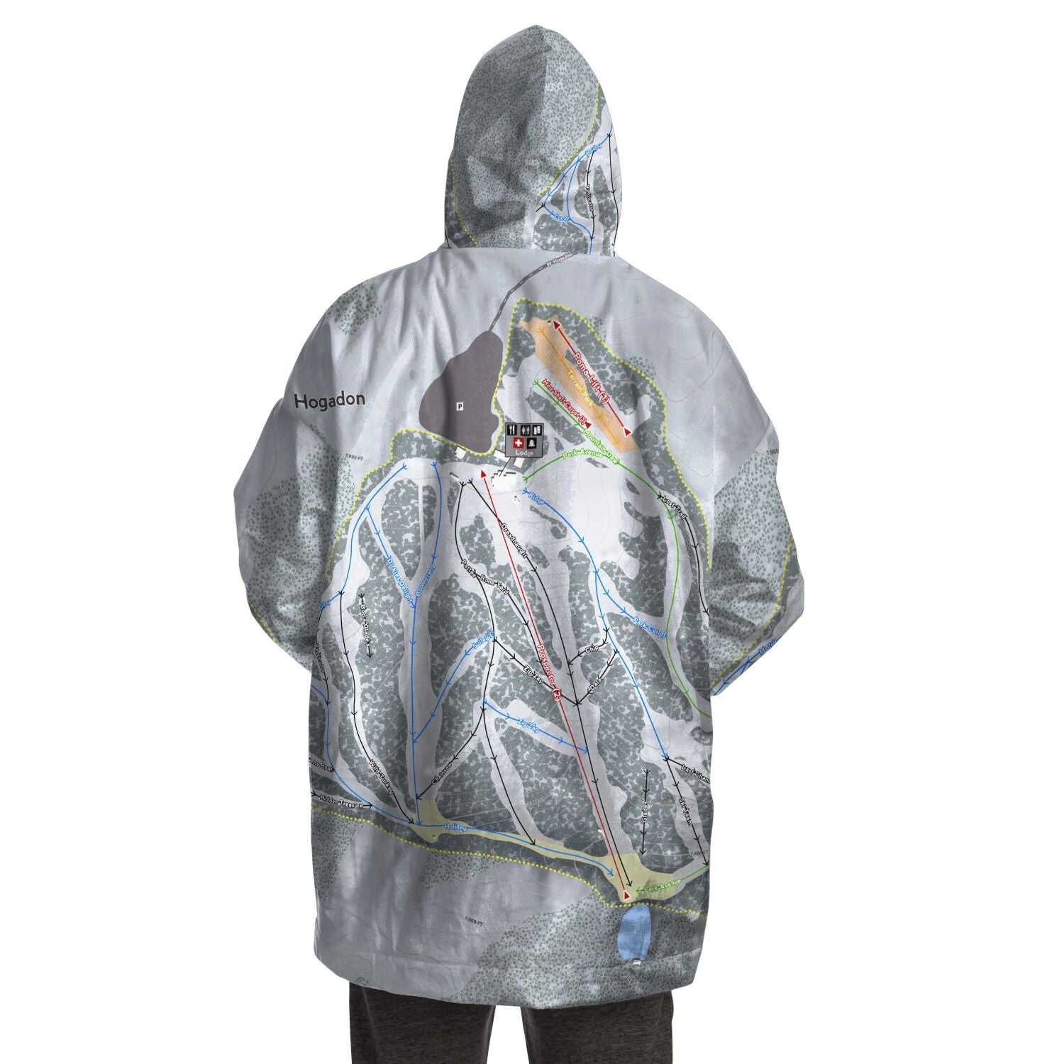 Hogadon, Wyoming Ski Trail Map Snug Hoodie