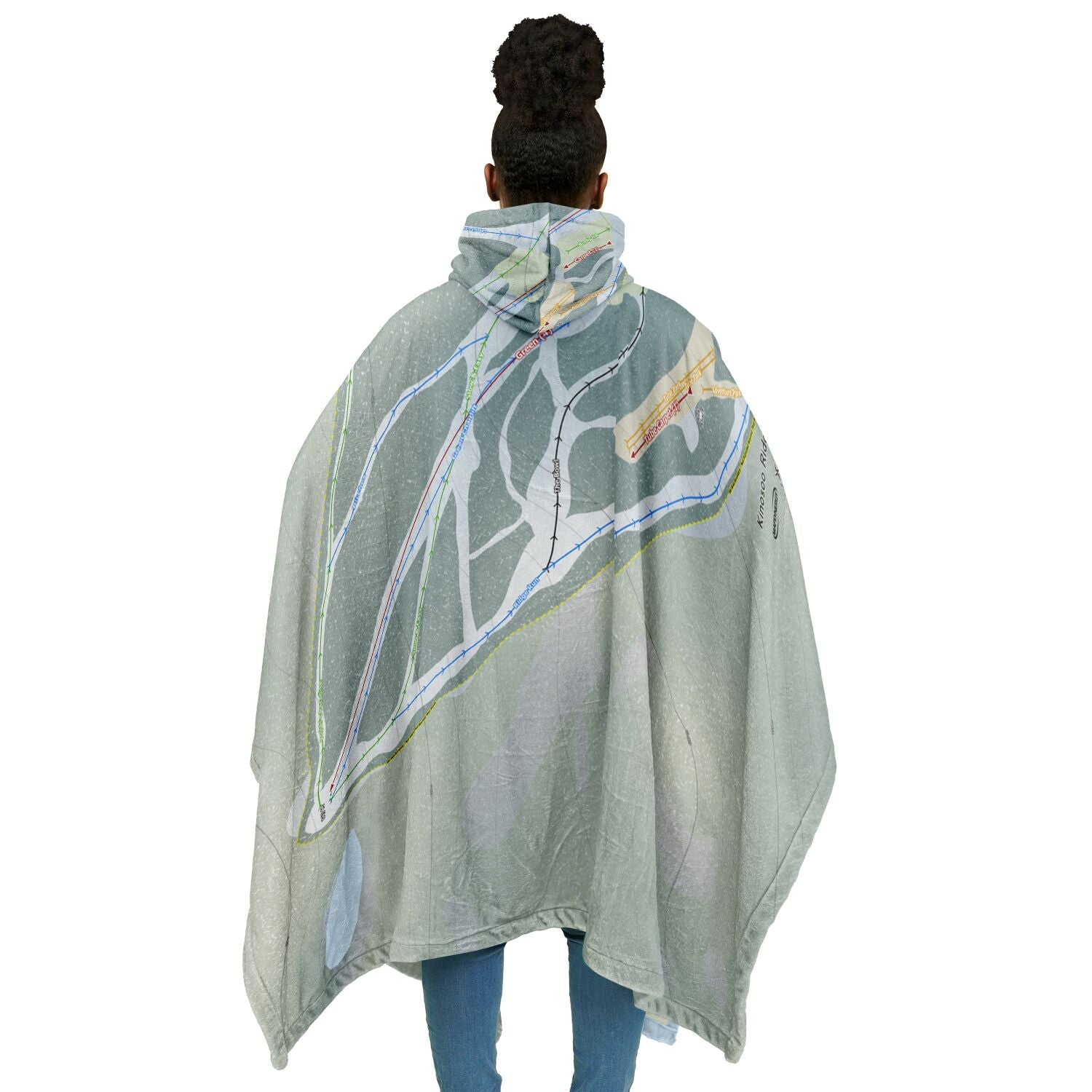 Kinosoo Ridge, Alberta Ski Resort Map Flannel Blanket Poncho