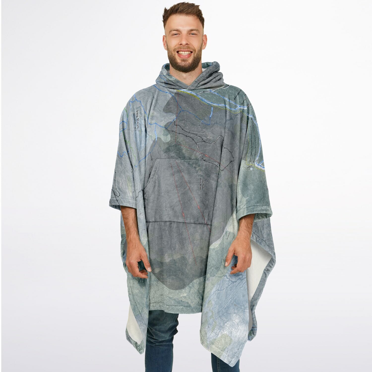 Jay Peak, Vermont Ski Resort Map Flannel Blanket Poncho