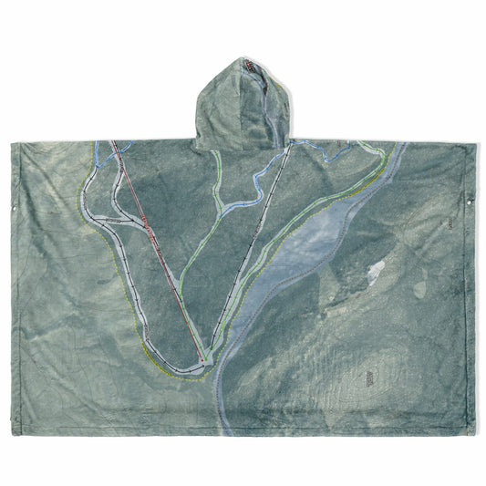 Middlebury Snow Bowl, Vermont Ski Resort Map Flannel Blanket Poncho