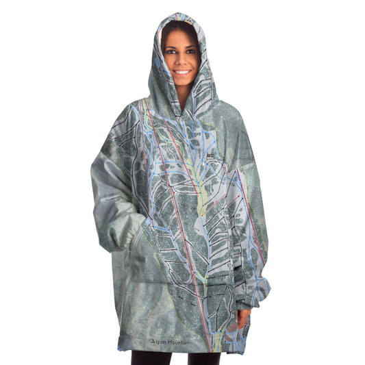 Aspen Mountain, Colorado Ski Trail Map Snug Hoodie - Powderaddicts