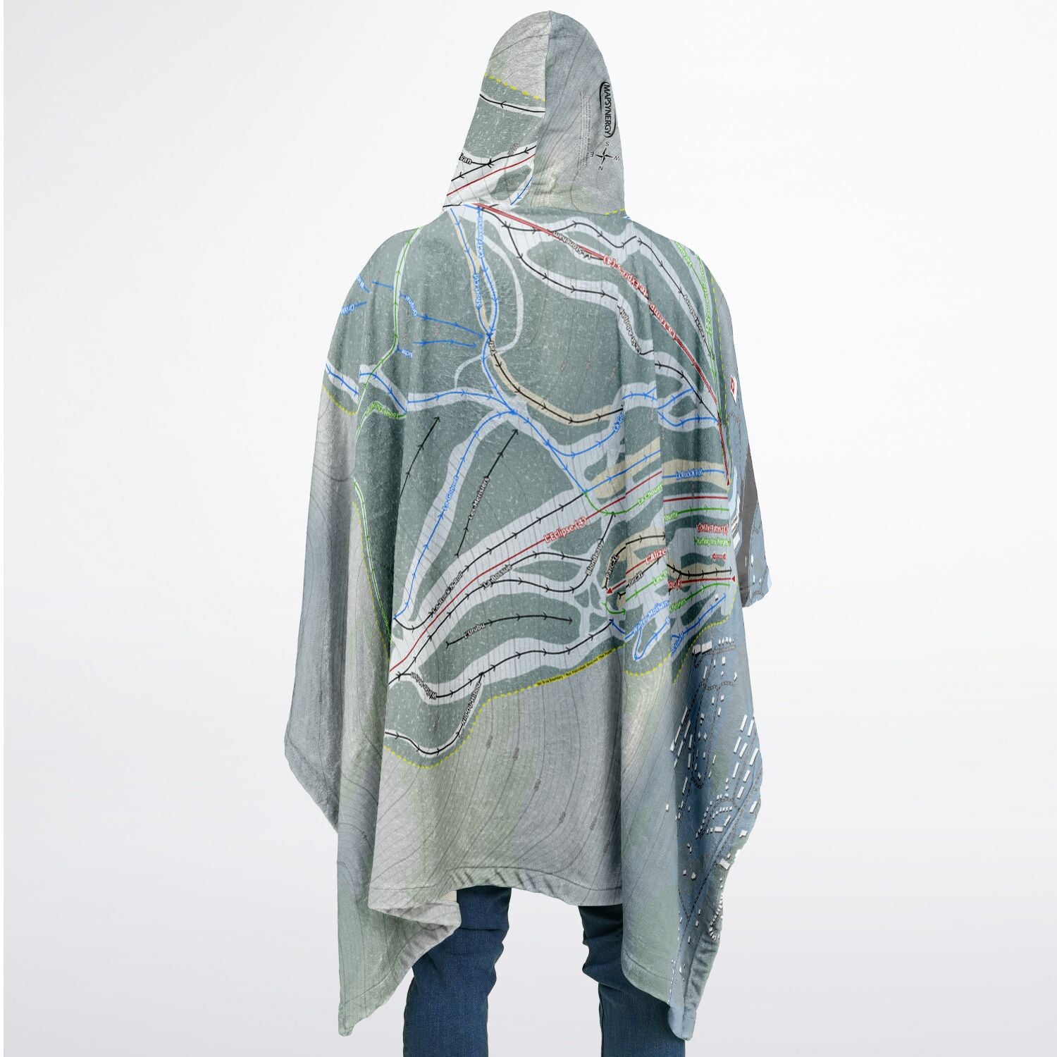 Stoneham, Quebec Ski Resort Map Flannel Blanket Poncho