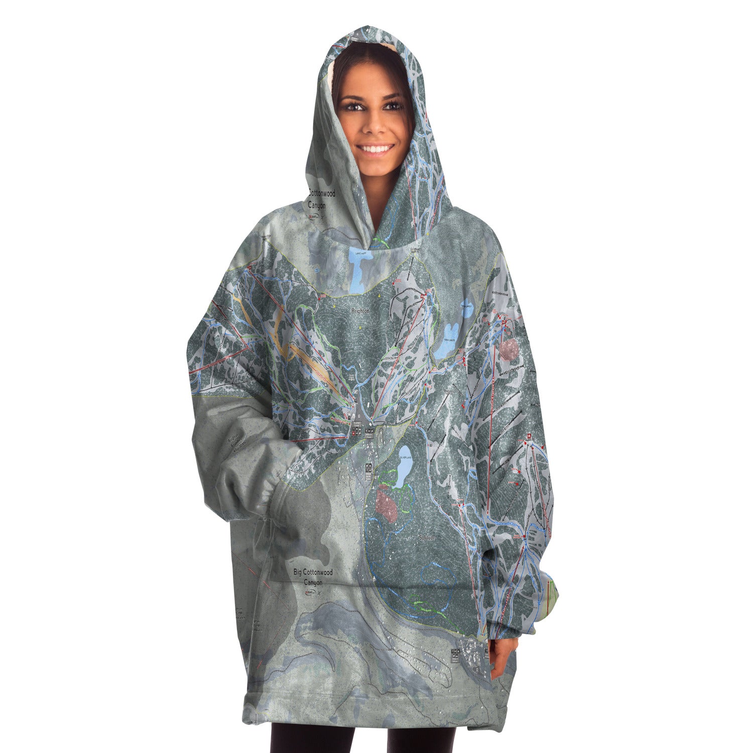 Big Cottonwood Canyon, Utah Ski Trail Map - Snug Hoodie