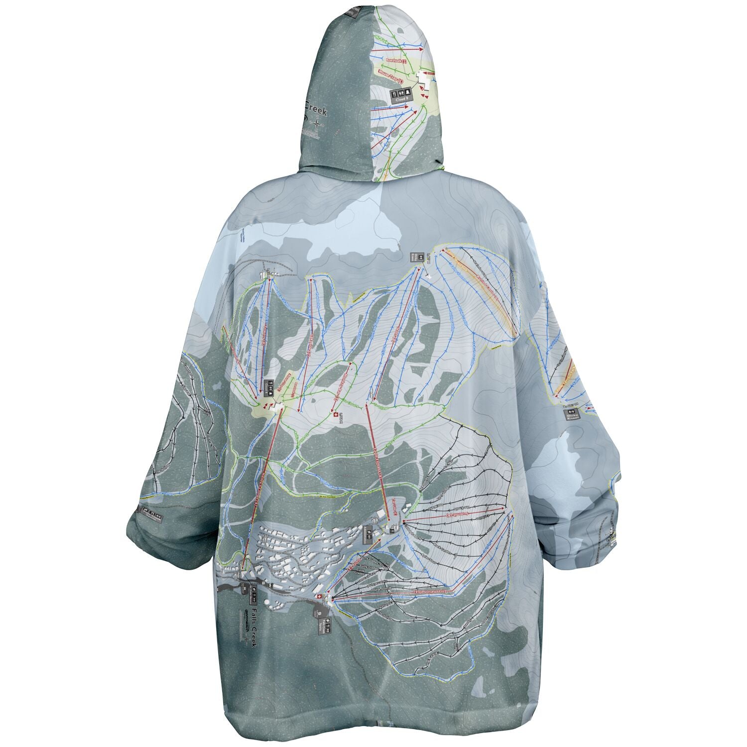 Falls Creek, Australia Ski Trail Map - Snug Hoodie