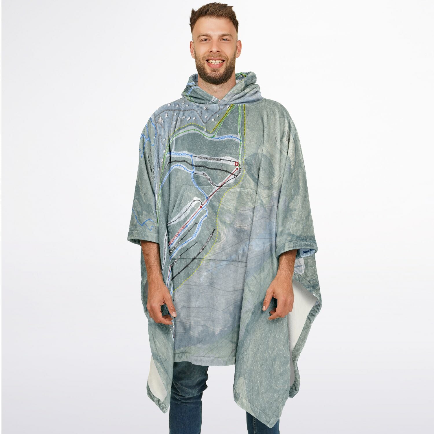 Bolton Valley, Vermont Ski Resort Map Flannel Blanket Poncho