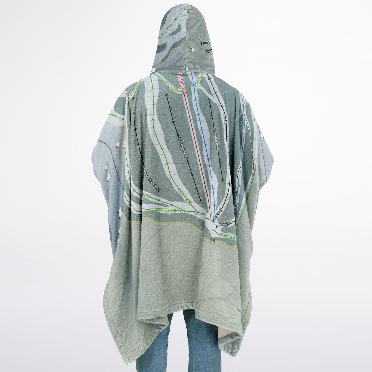 Haute Gaspesie, Quebec Ski Resort Map Flannel Blanket Poncho