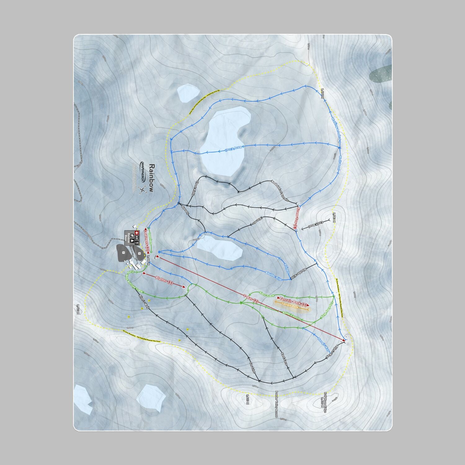 Rainbow, New Zealand Ski Resort Map Printed Beach Towel