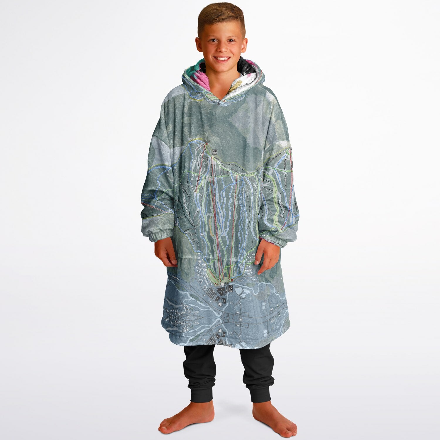 Bretton Woods, New Hampshire Ski Resort Map Reversible Snug Hoodie