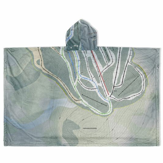 Mont Orignal, Quebec Ski Resort Map Flannel Blanket Poncho