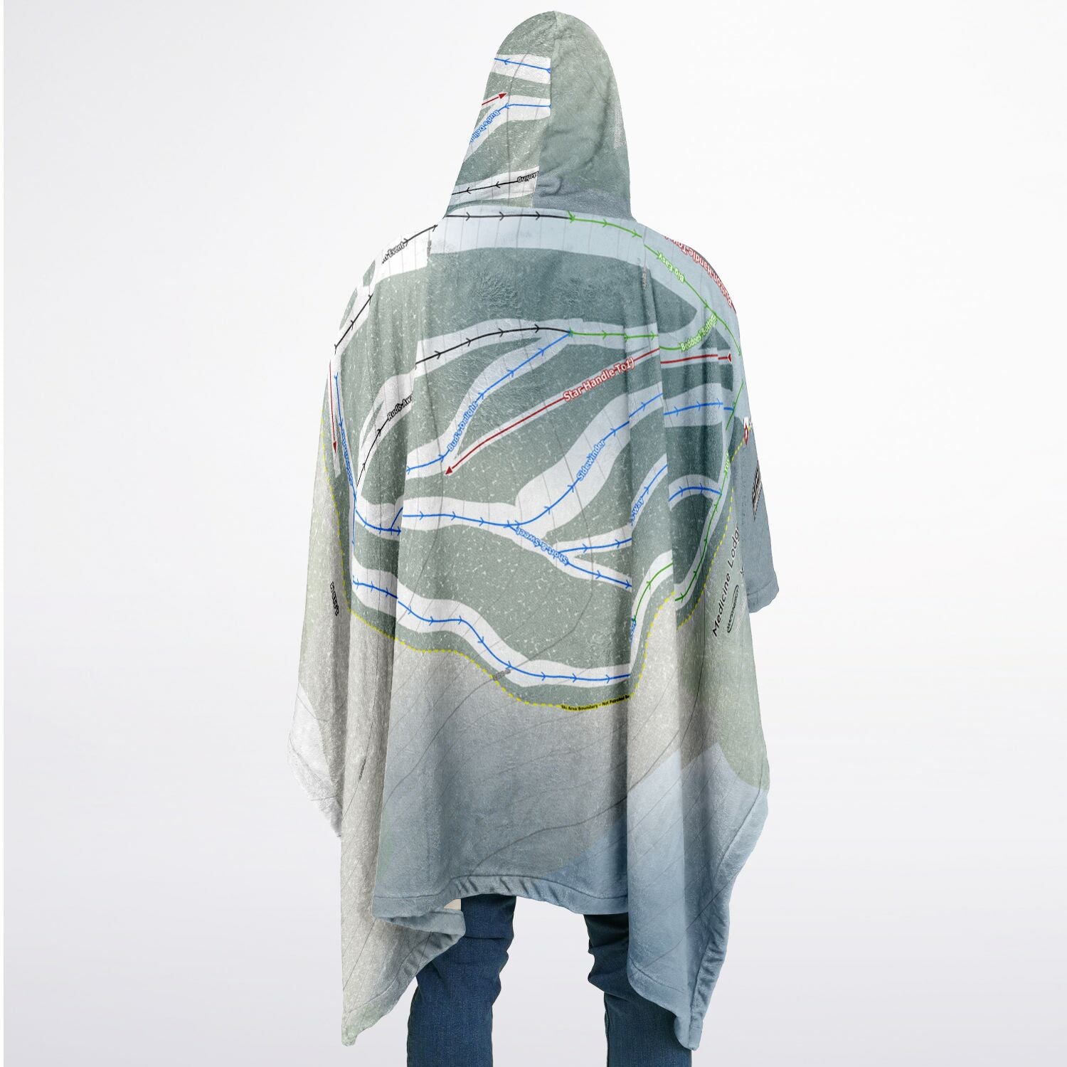 Medicine Lodge, Alberta Ski Resort Map Flannel Blanket Poncho