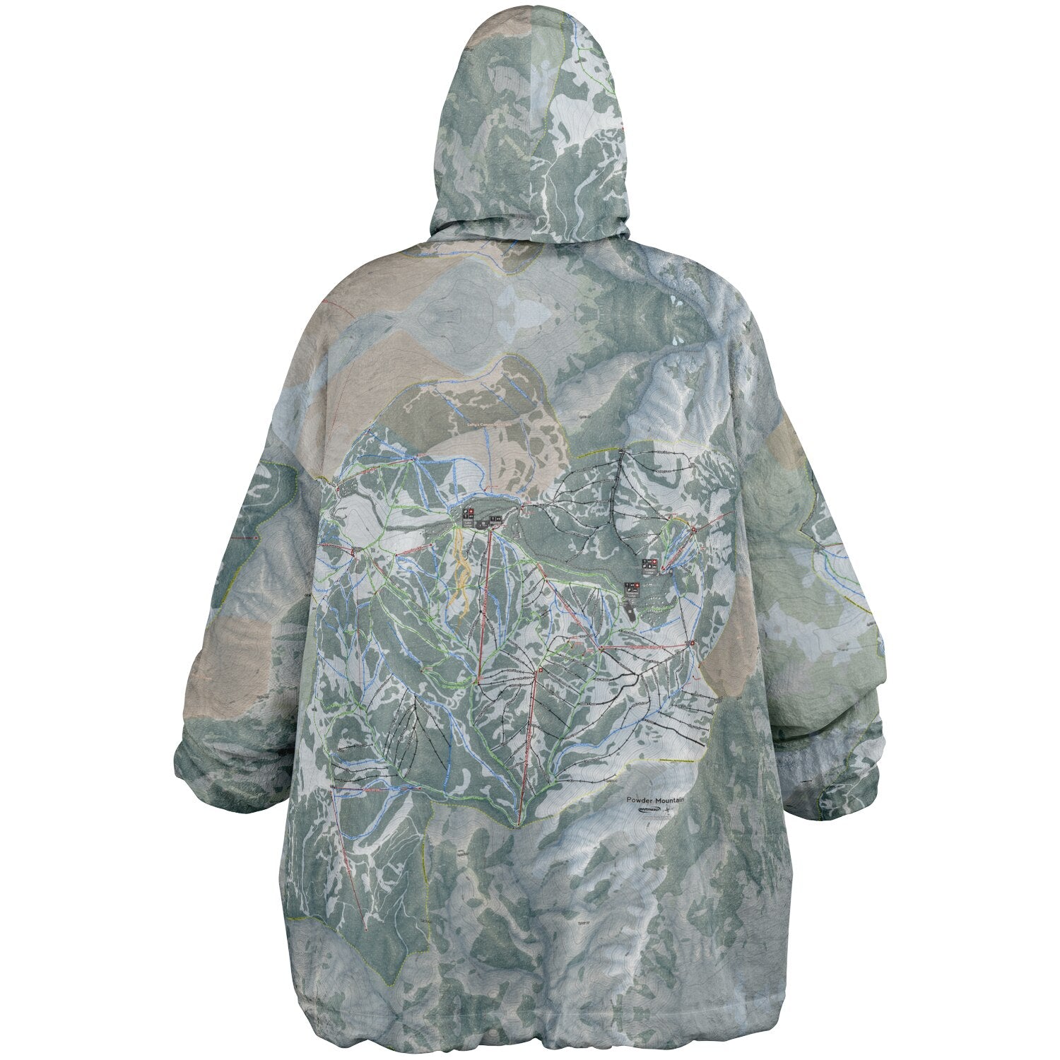Powder Mountain, Utah Ski Resort Map Reversible Snug Hoodie