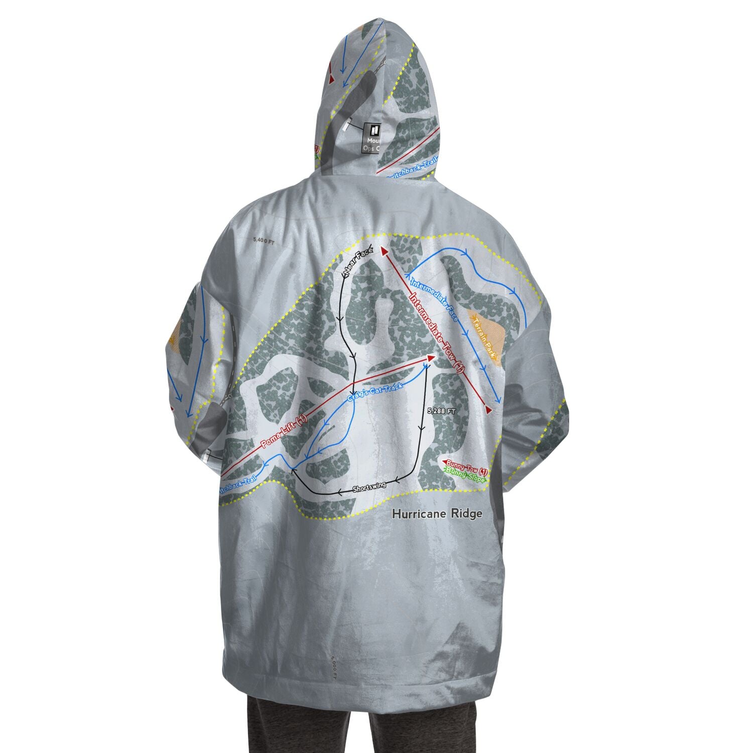 Hurricane Ridge, Washington Ski Trail Map Snug Hoodie