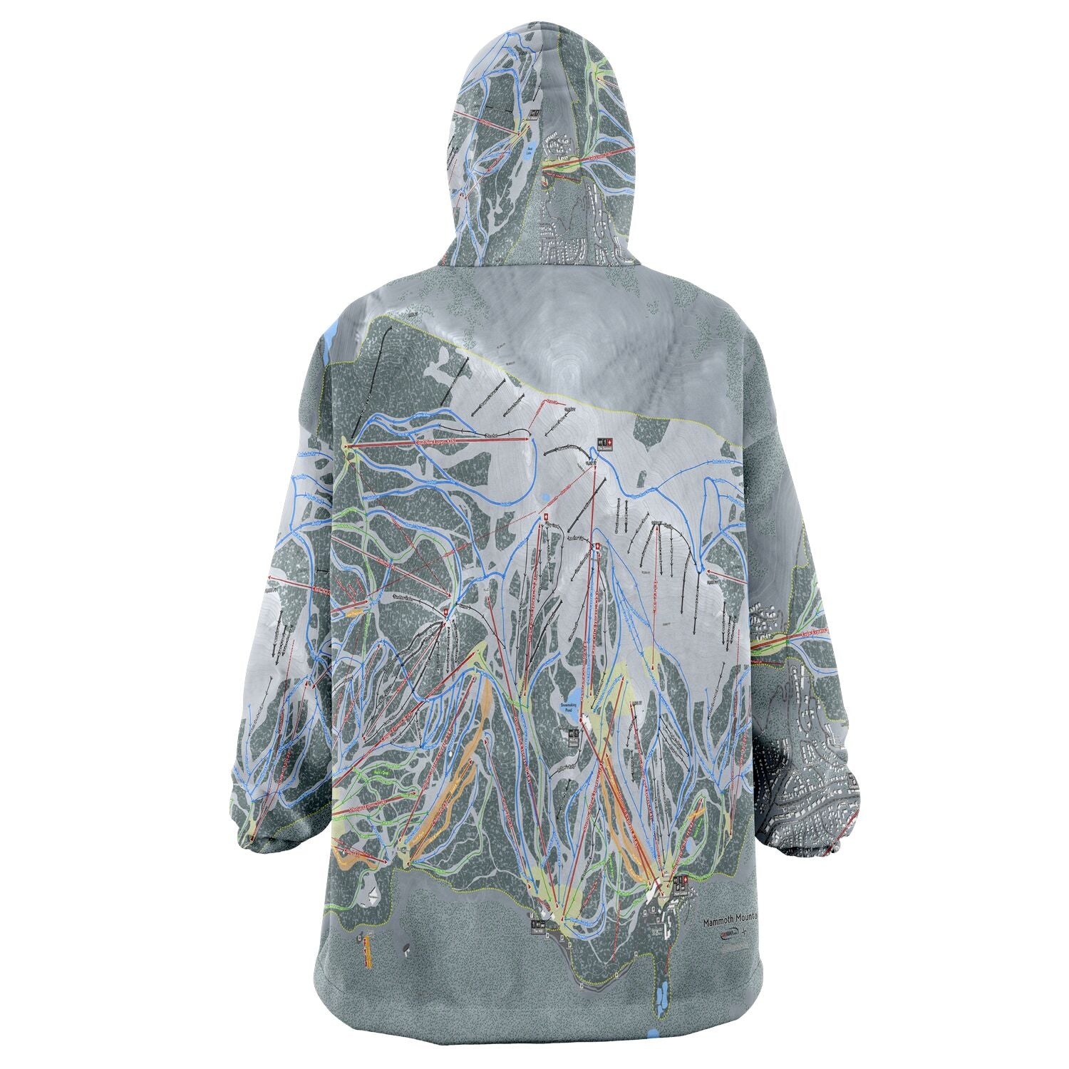 Mammoth Mtn, California Ski Trail Map - Snug Hoodie