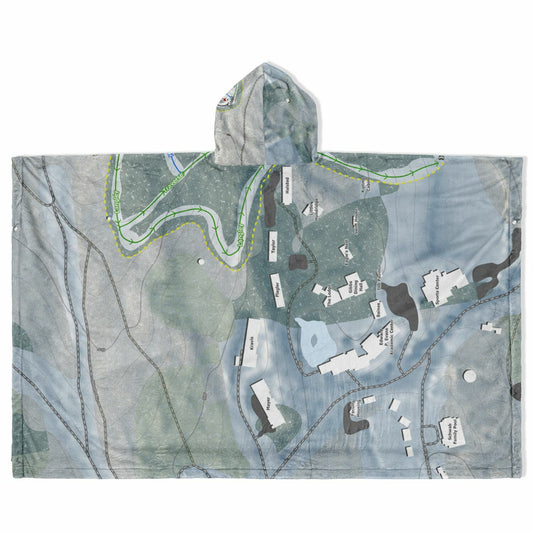 Easton Ski Area, Massachusetts Ski Resort Map Flannel Blanket Poncho