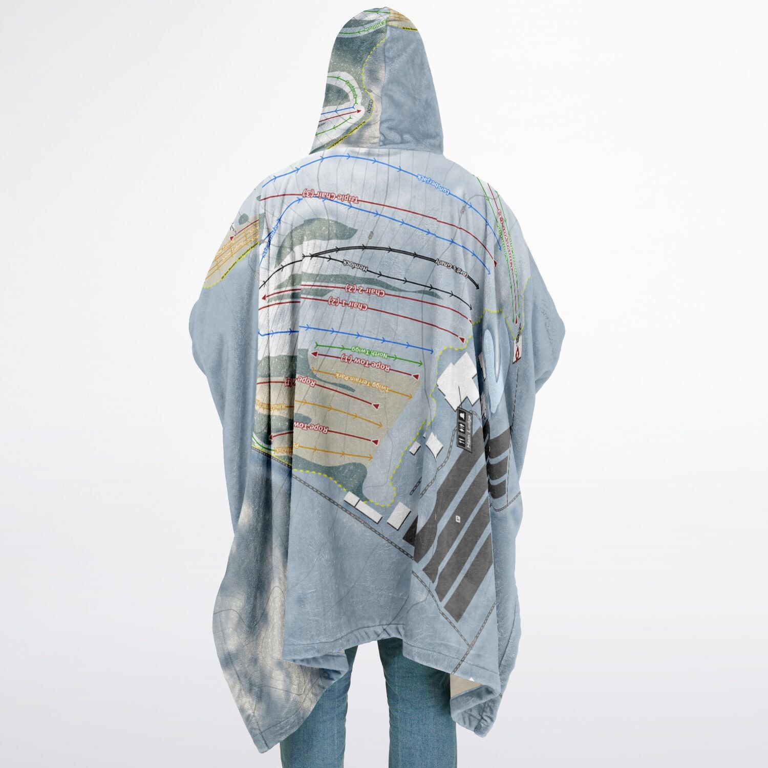 Timber Ridge, Michigan Ski Resort Map Flannel Blanket Poncho