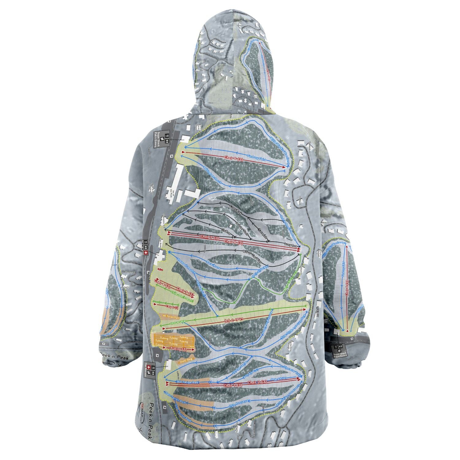 Peek'n Peak, New York Ski Trail Map Snug Hoodie