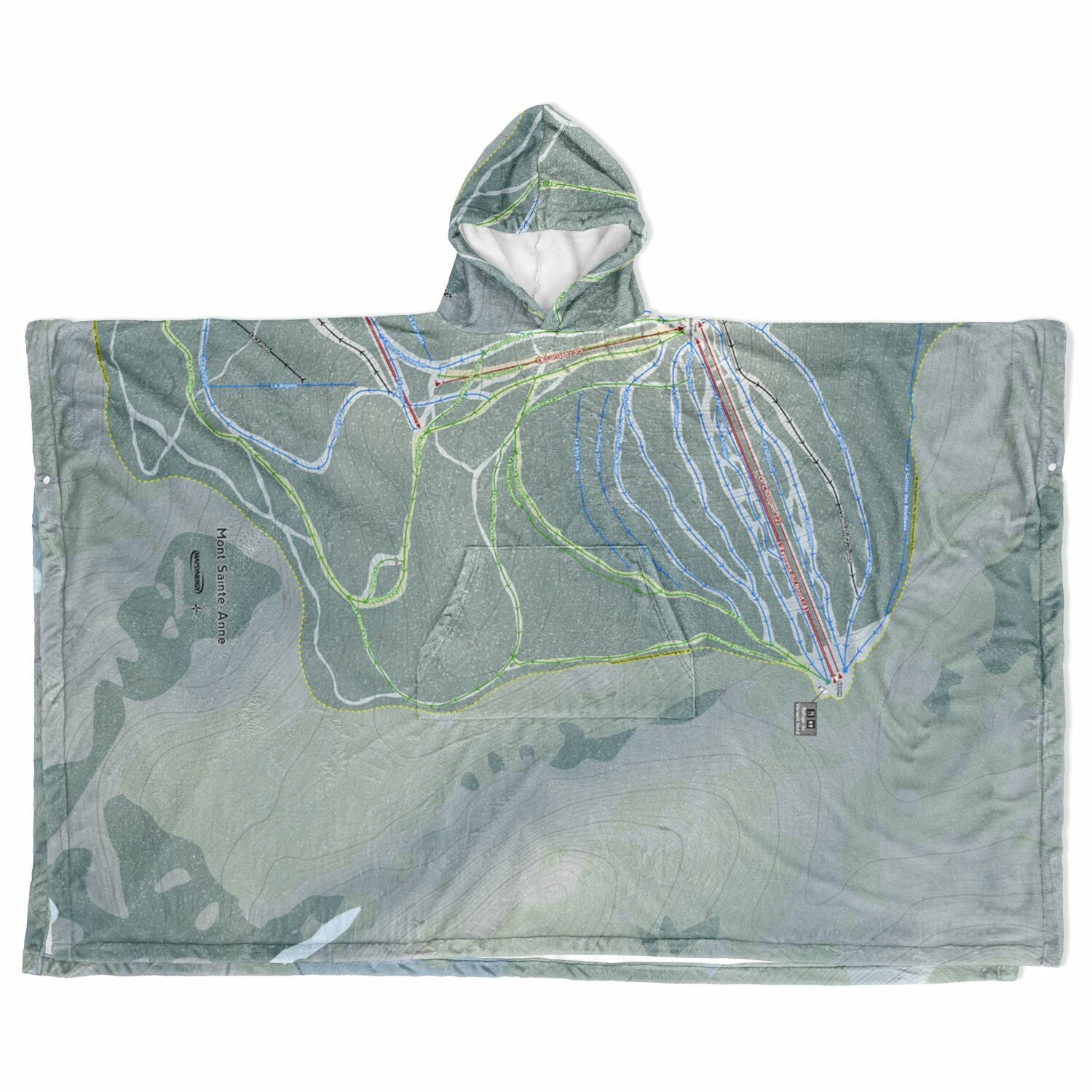 Mont Sainte-Anne, Quebec Ski Resort Map Flannel Blanket Poncho