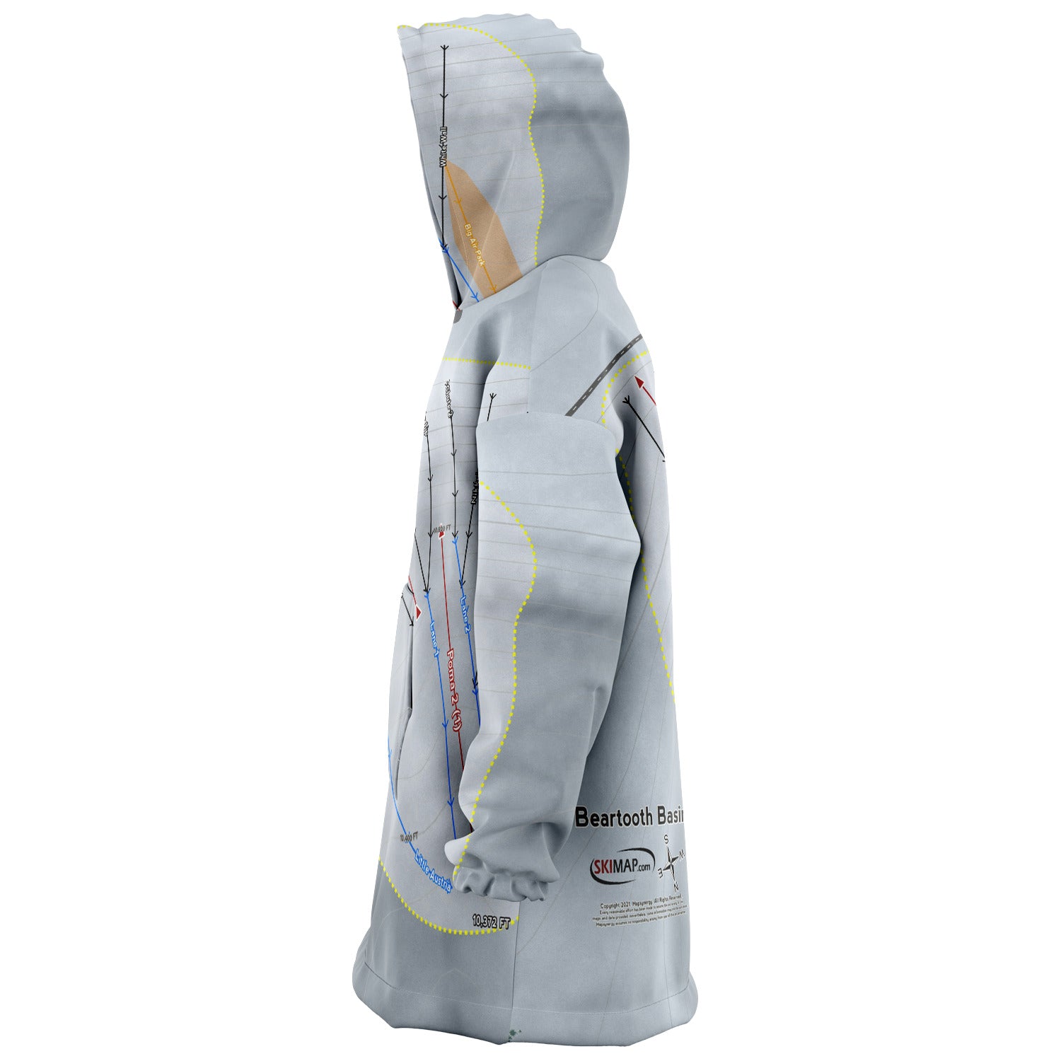 Beartooth Basin, Wyoming Ski Trail Map Snug Hoodie