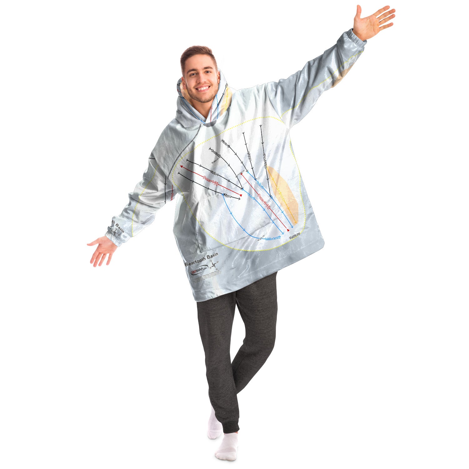 Beartooth Basin, Wyoming Ski Trail Map Snug Hoodie