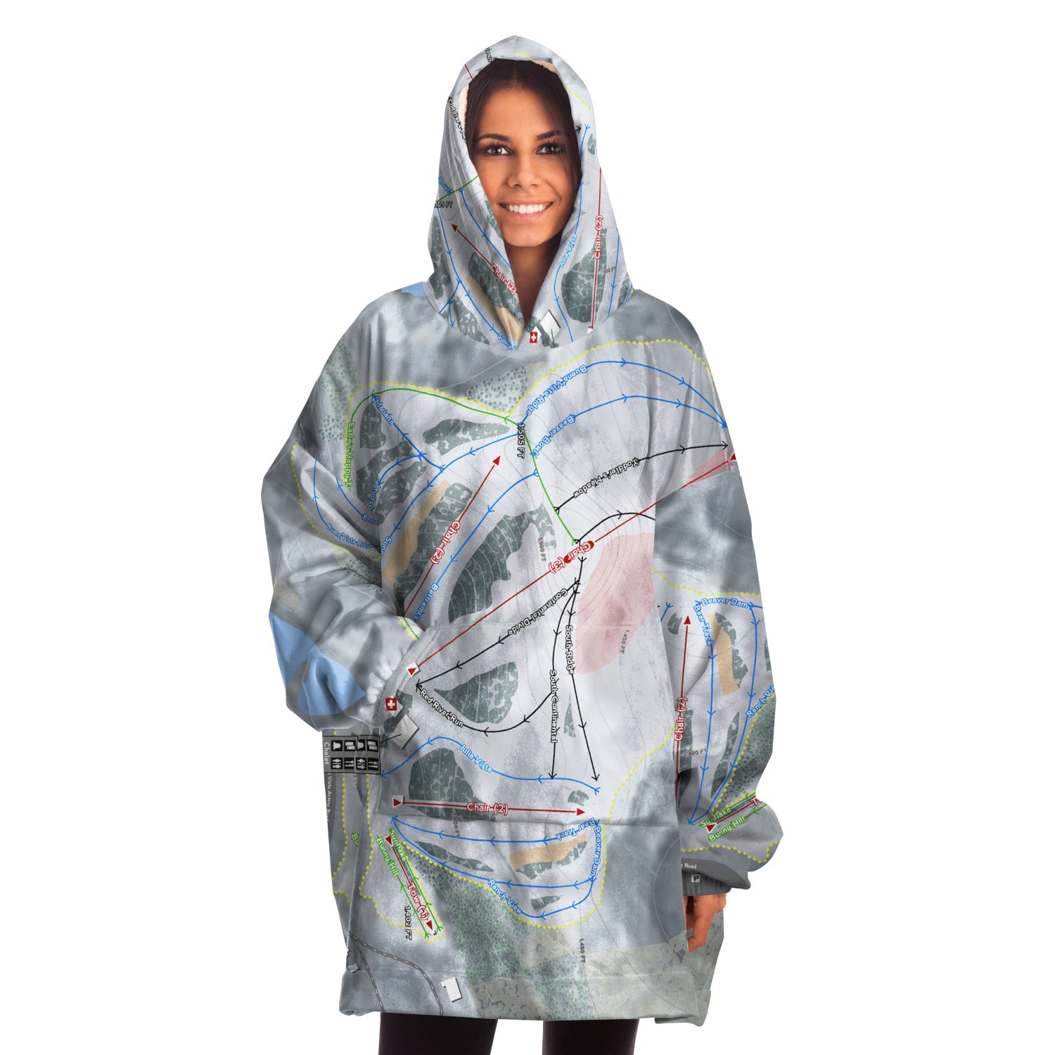 Buena Vista, Minnesota Ski Trail Map Snug Hoodie