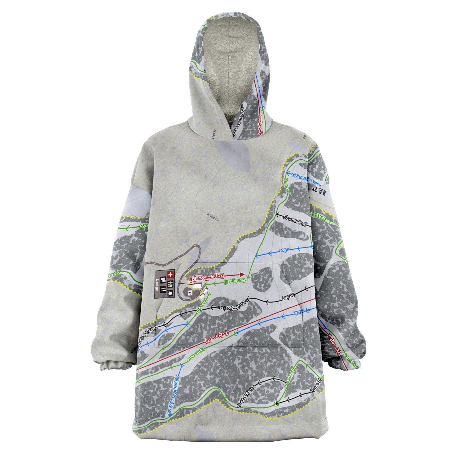 Bald Mountain, Idaho Ski Trail Map Snug Hoodie