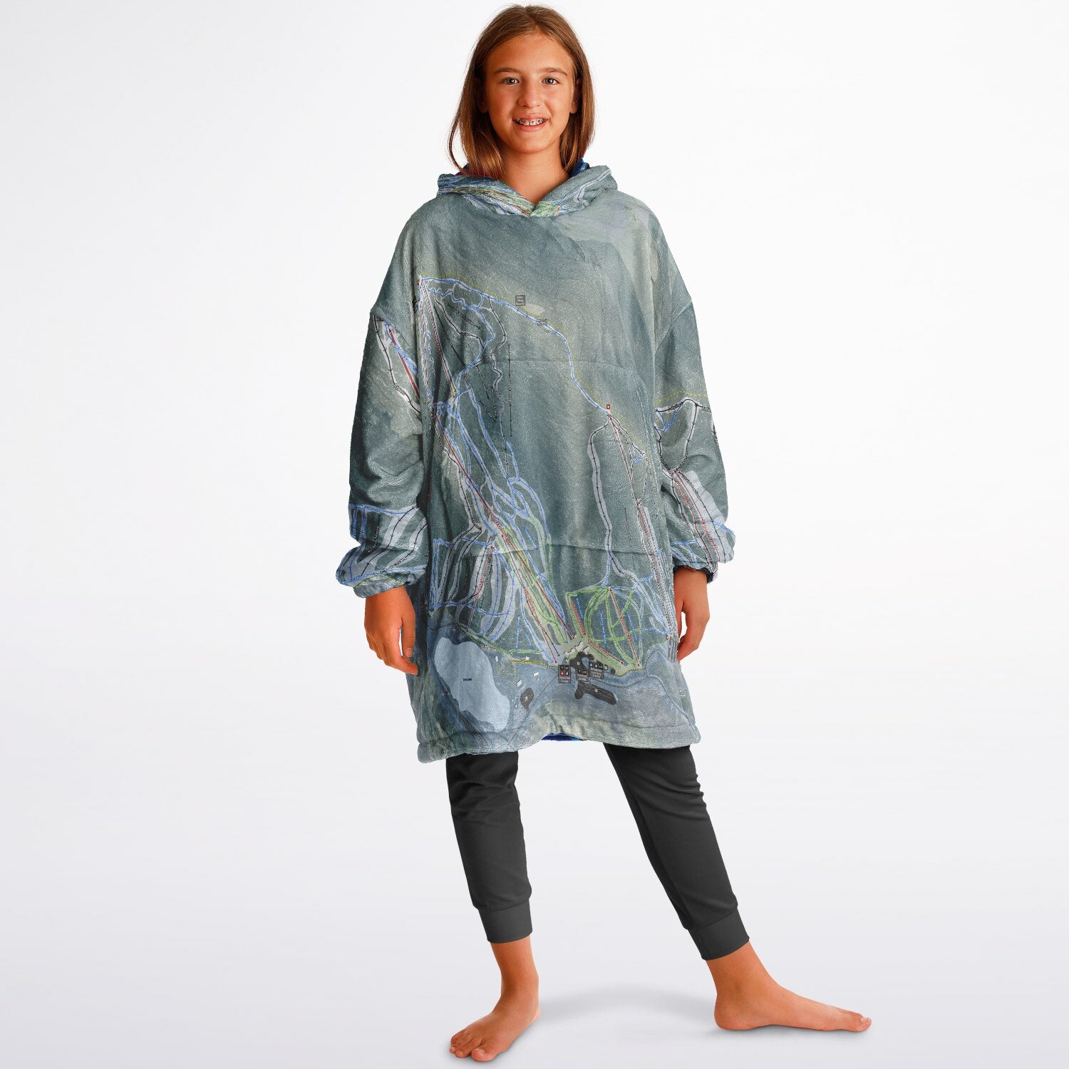 Cannon Mountain, New Hampshire Ski Resort Map Youth Reversible Snug Hoodie