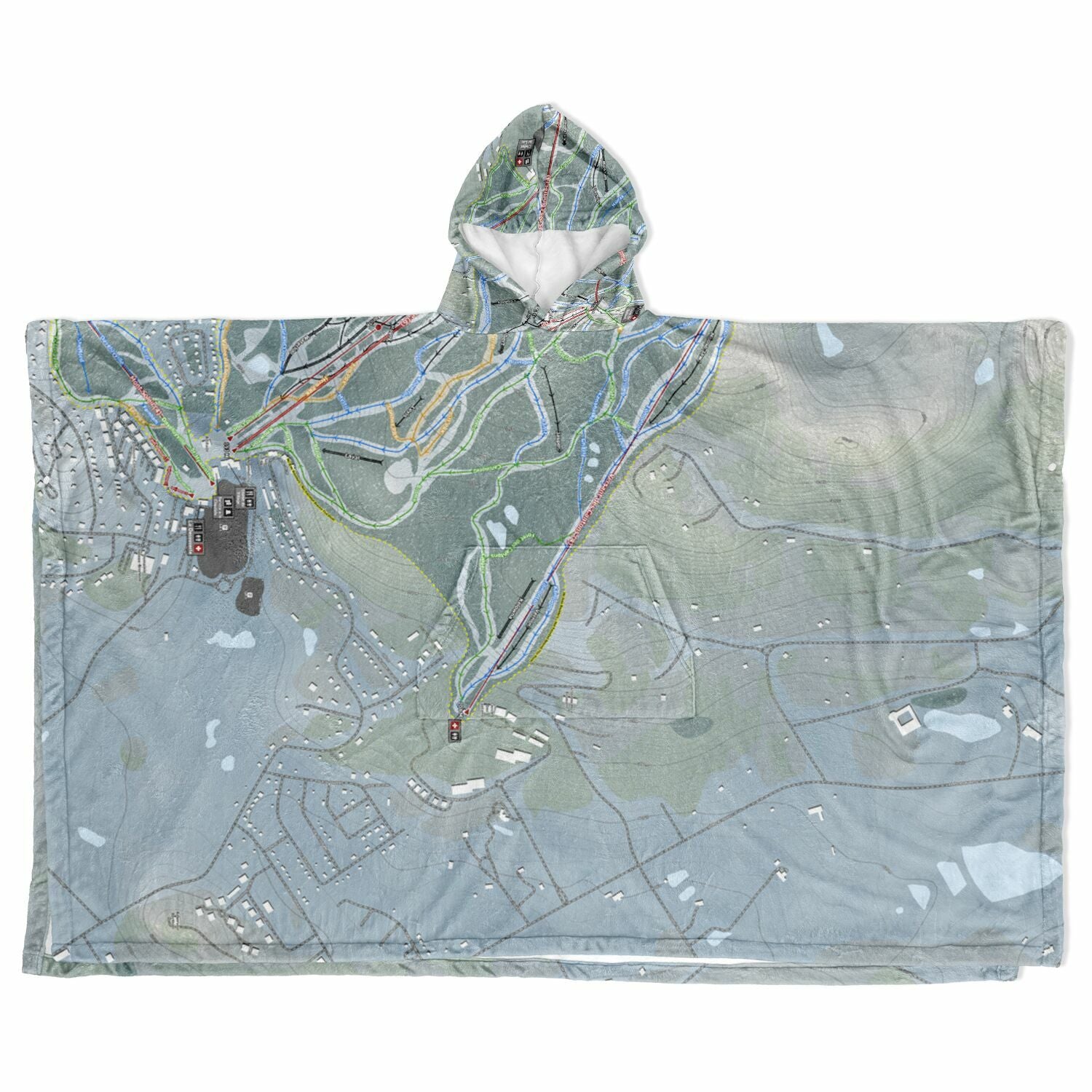 Bromont, Quebec Ski Resort Map Flannel Blanket Poncho