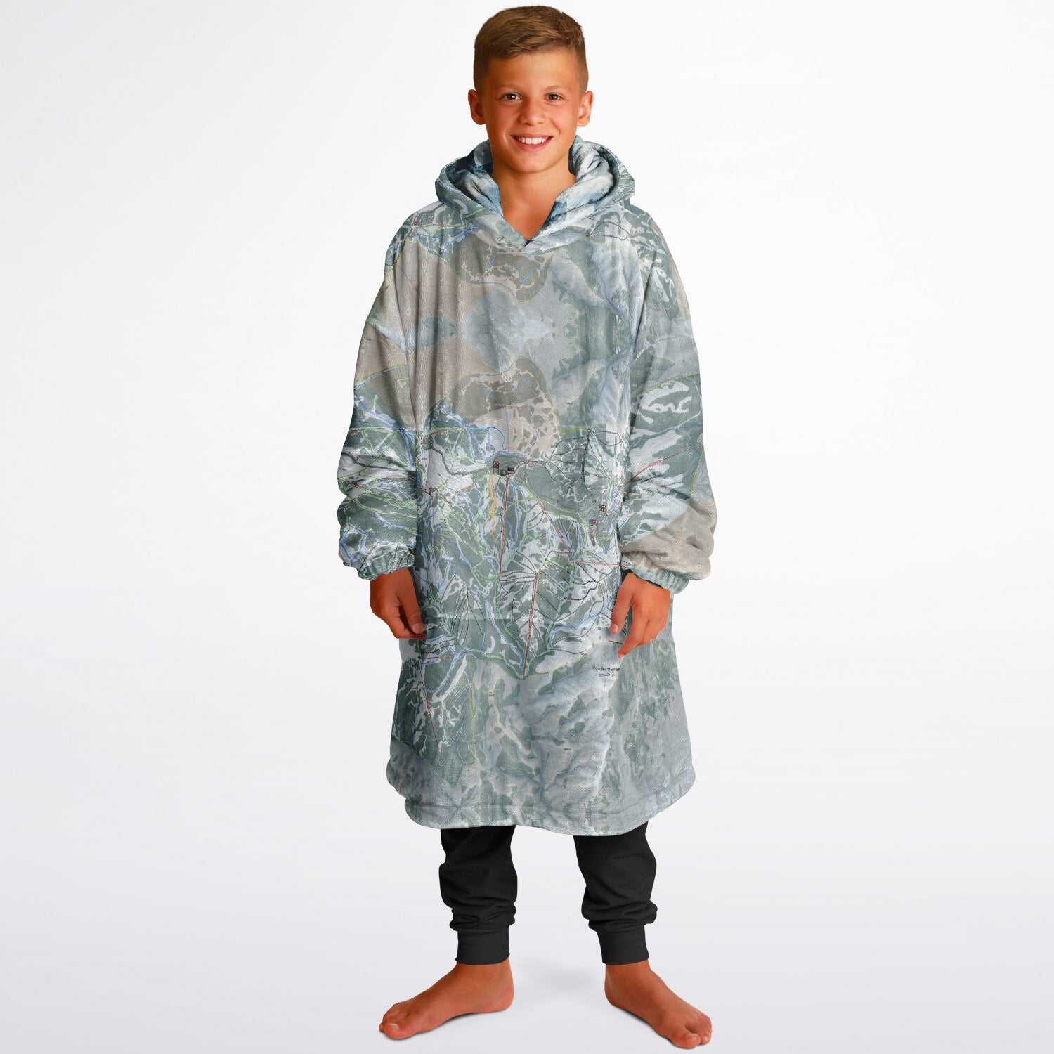 Powder Mountain, Utah Ski Resort Map Youth Reversible Snug Hoodie