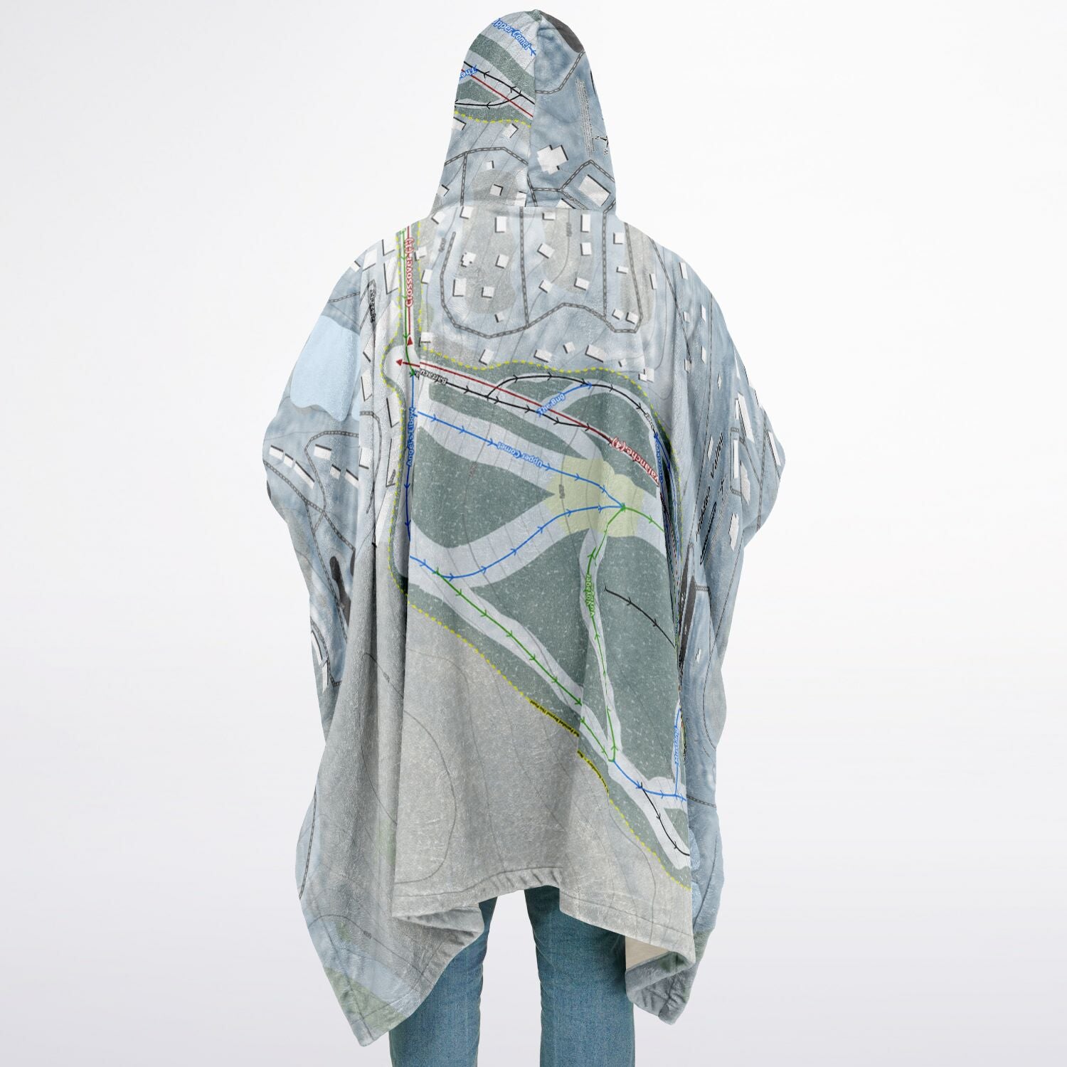 Hidden Valley, Pennsylvania Ski Resort Map Flannel Blanket Poncho