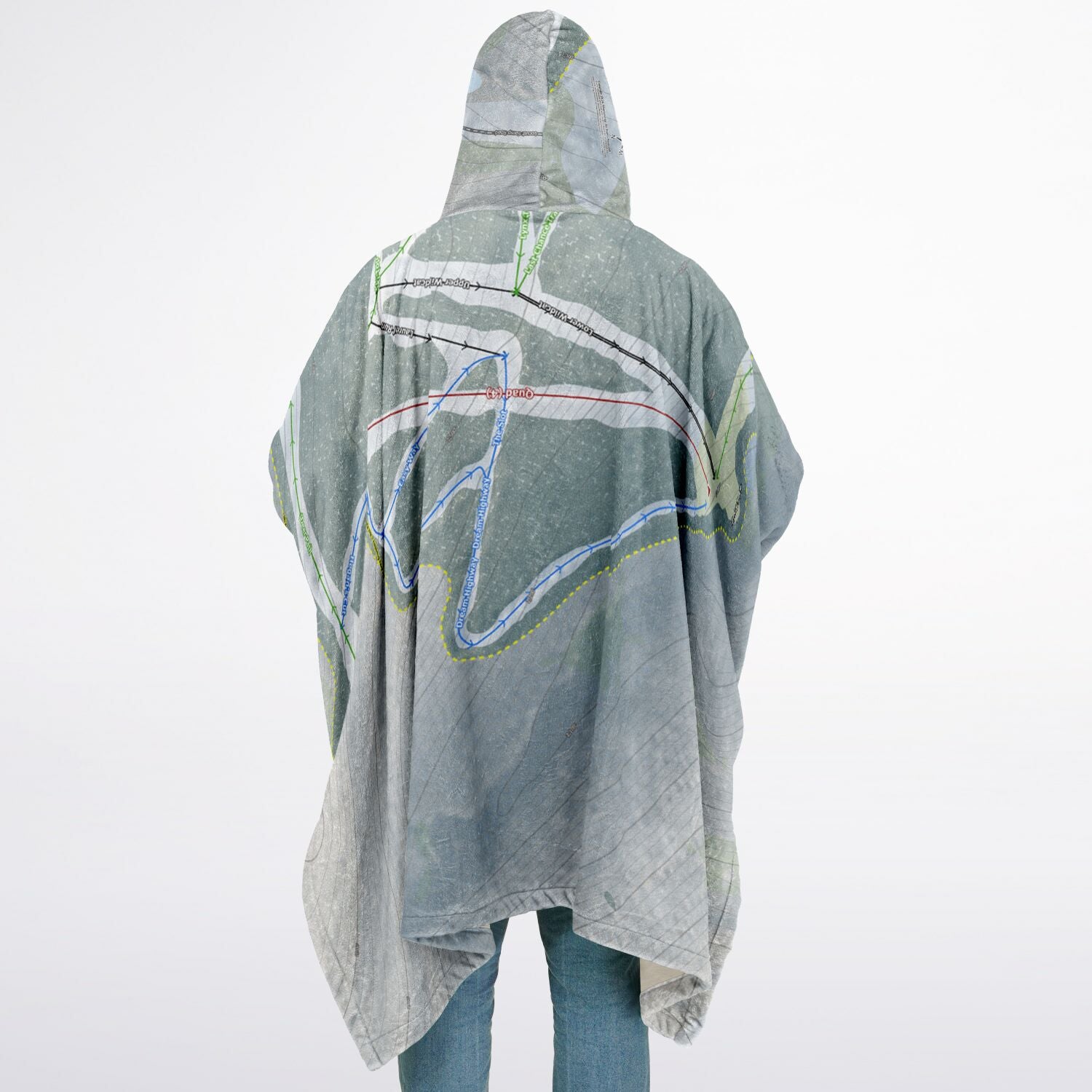 Laurel Mountain, Pennsylvania Ski Resort Map Flannel Blanket Poncho