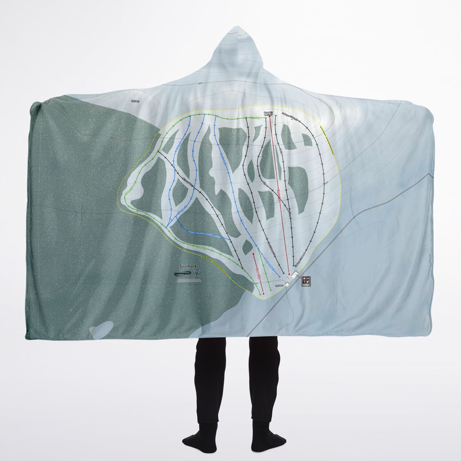 Sitz mark, Washington Ski Trail Map - Adult Hooded Blanket