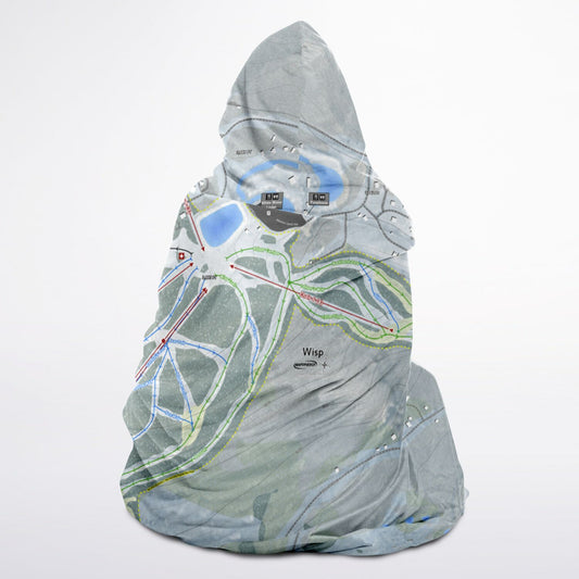Wisp, Maryland Ski Trail Map - Youth Hooded Blanket