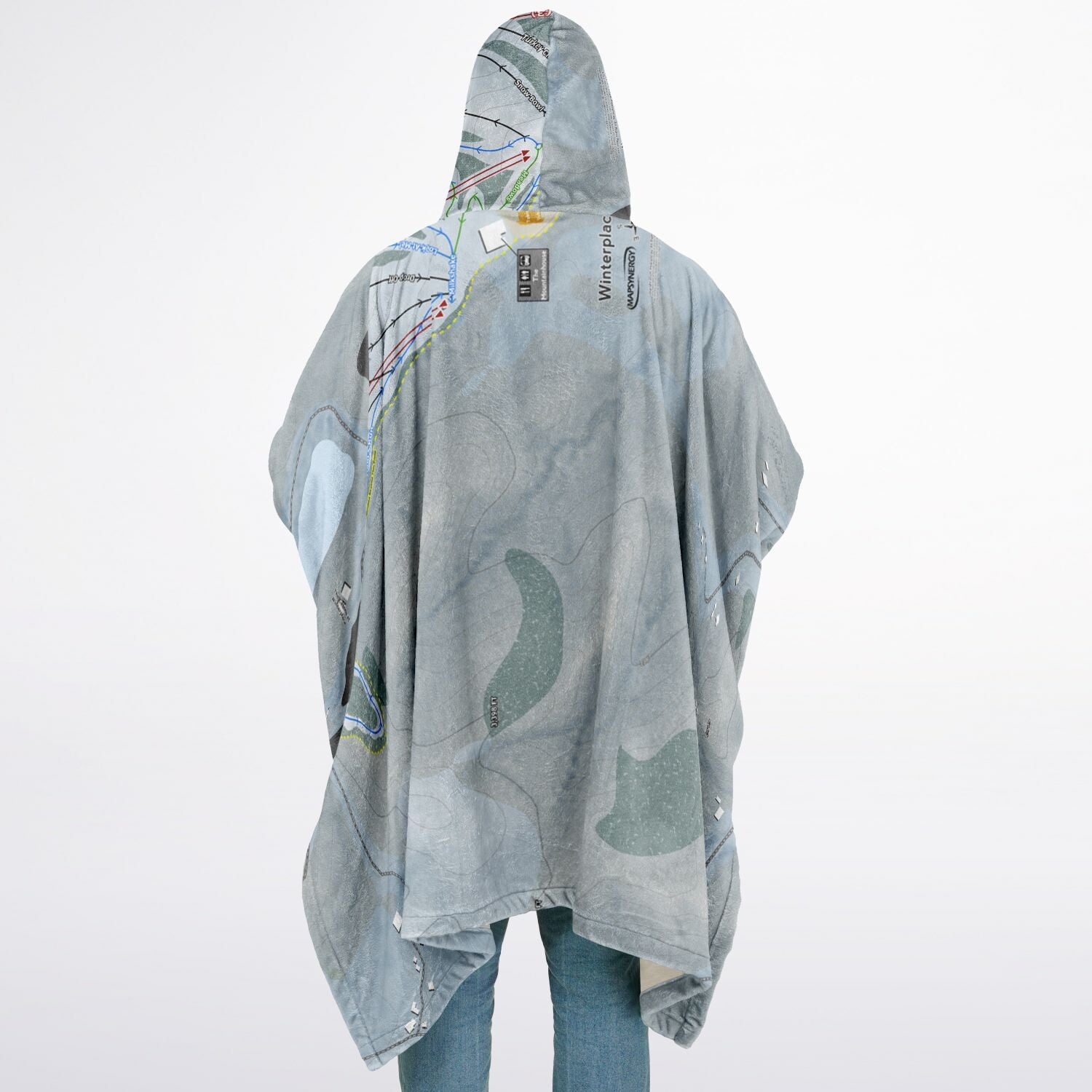 Winterplace, West Virginia Ski Resort Map Flannel Blanket Poncho
