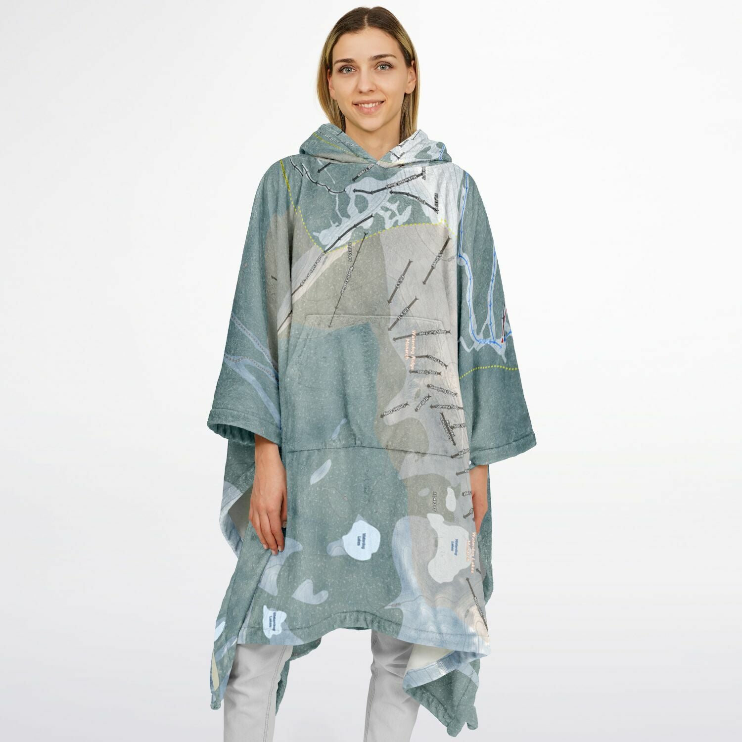 Monarch Mountain, Colorado Ski Resort Map Flannel Blanket Poncho