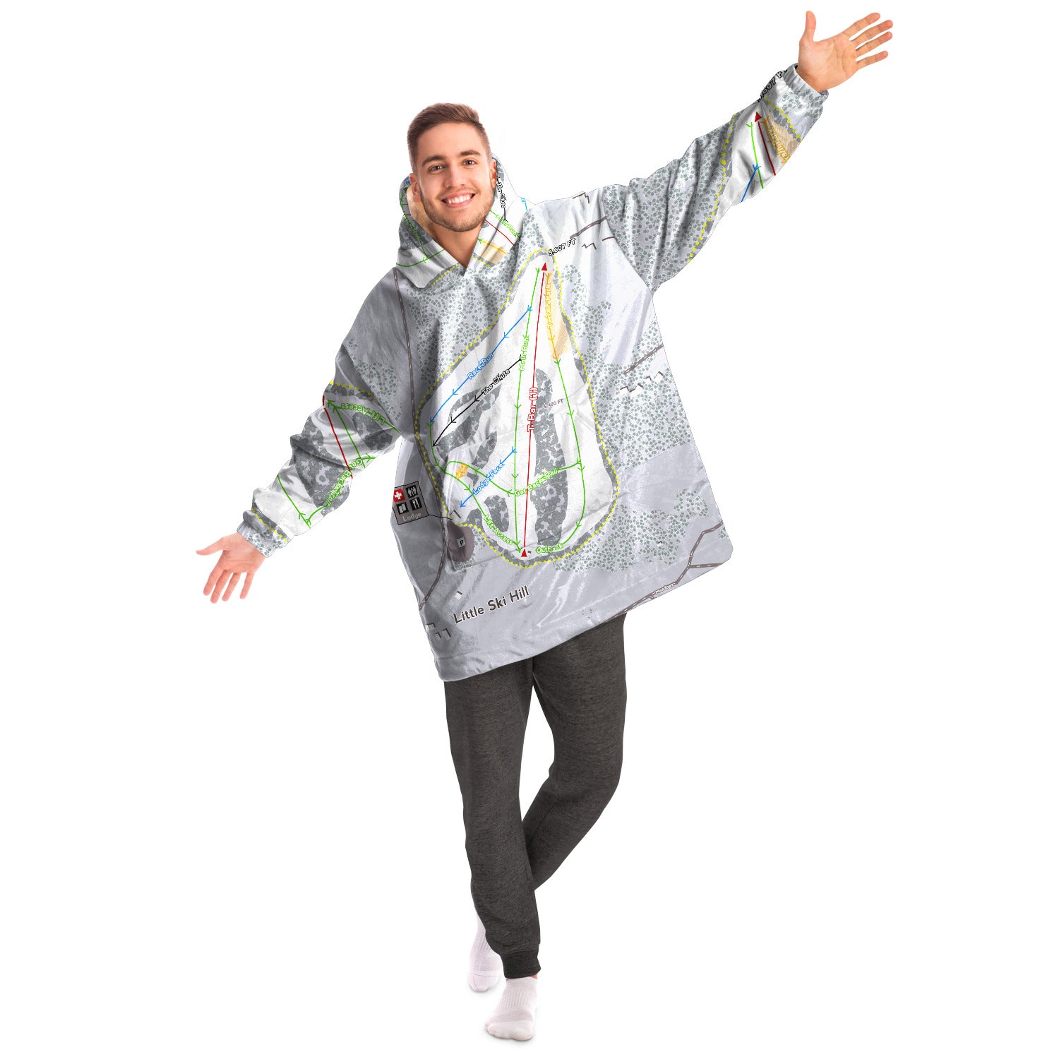 Little Ski Hill, Idaho Ski Trail Map Snug Hoodie