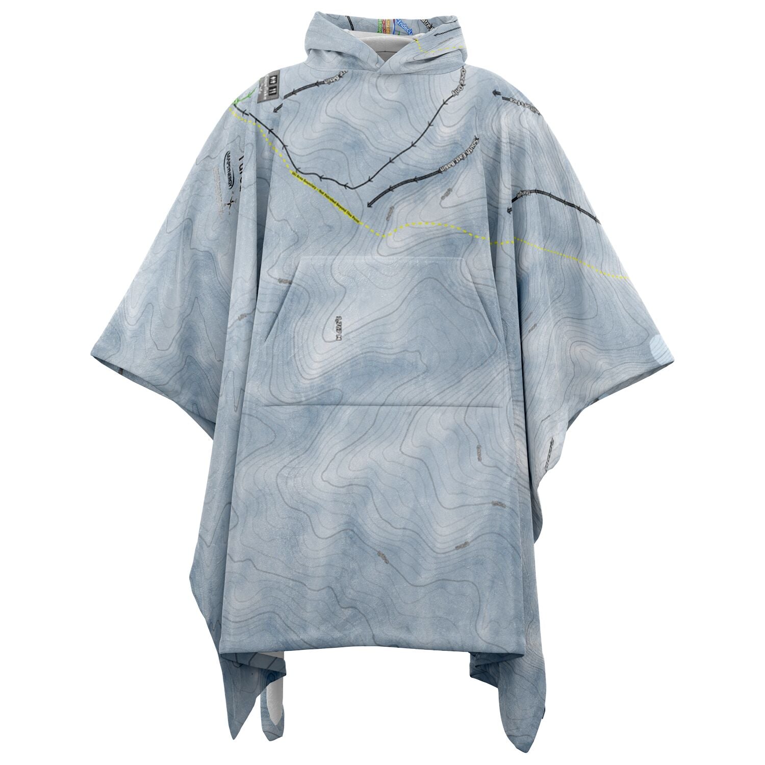 Turoa, New Zealand Ski Resort Map Flannel Blanket Poncho