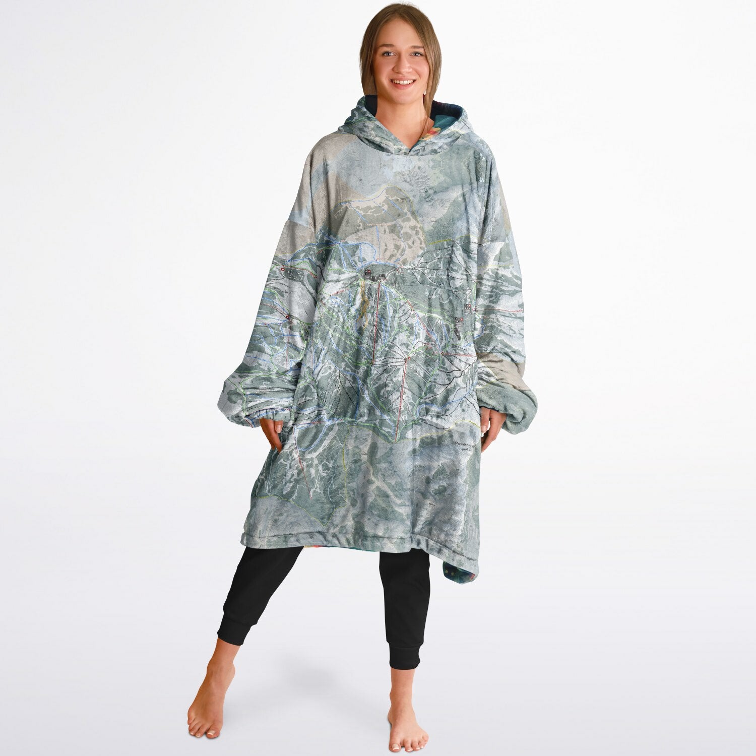 Powder Mountain, Utah Ski Resort Map Reversible Snug Hoodie