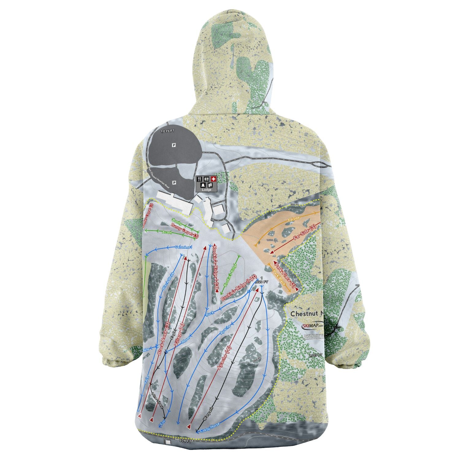 Chestnut Mountain, Illinois Ski Trail Map - Snug Hoodie