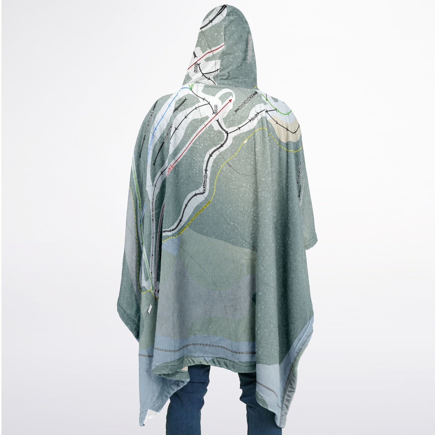 Mont Chalco, Quebec Ski Resort Map Flannel Blanket Poncho