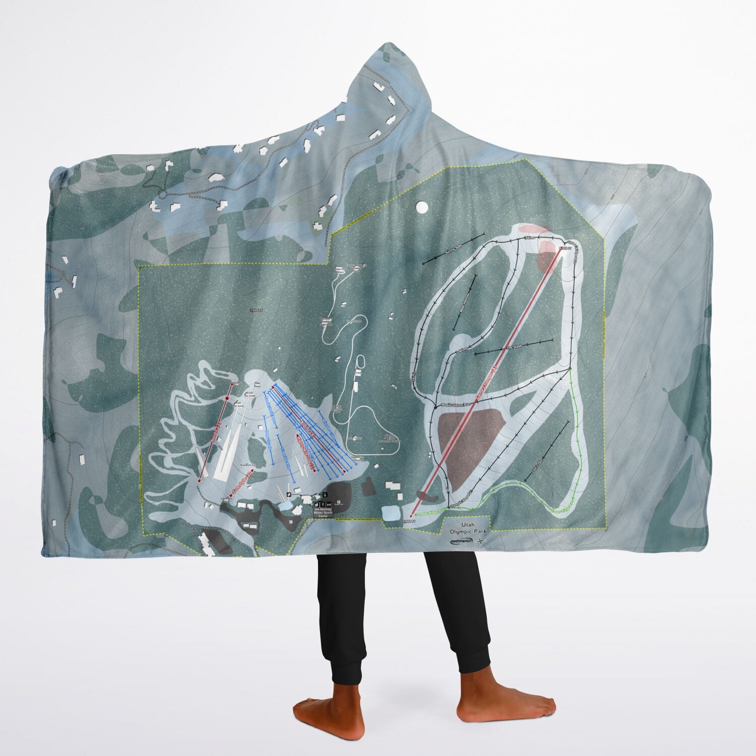 Utah Olympic Park, Utah Ski Trail Map - Youth Hooded Blanket - Powderaddicts