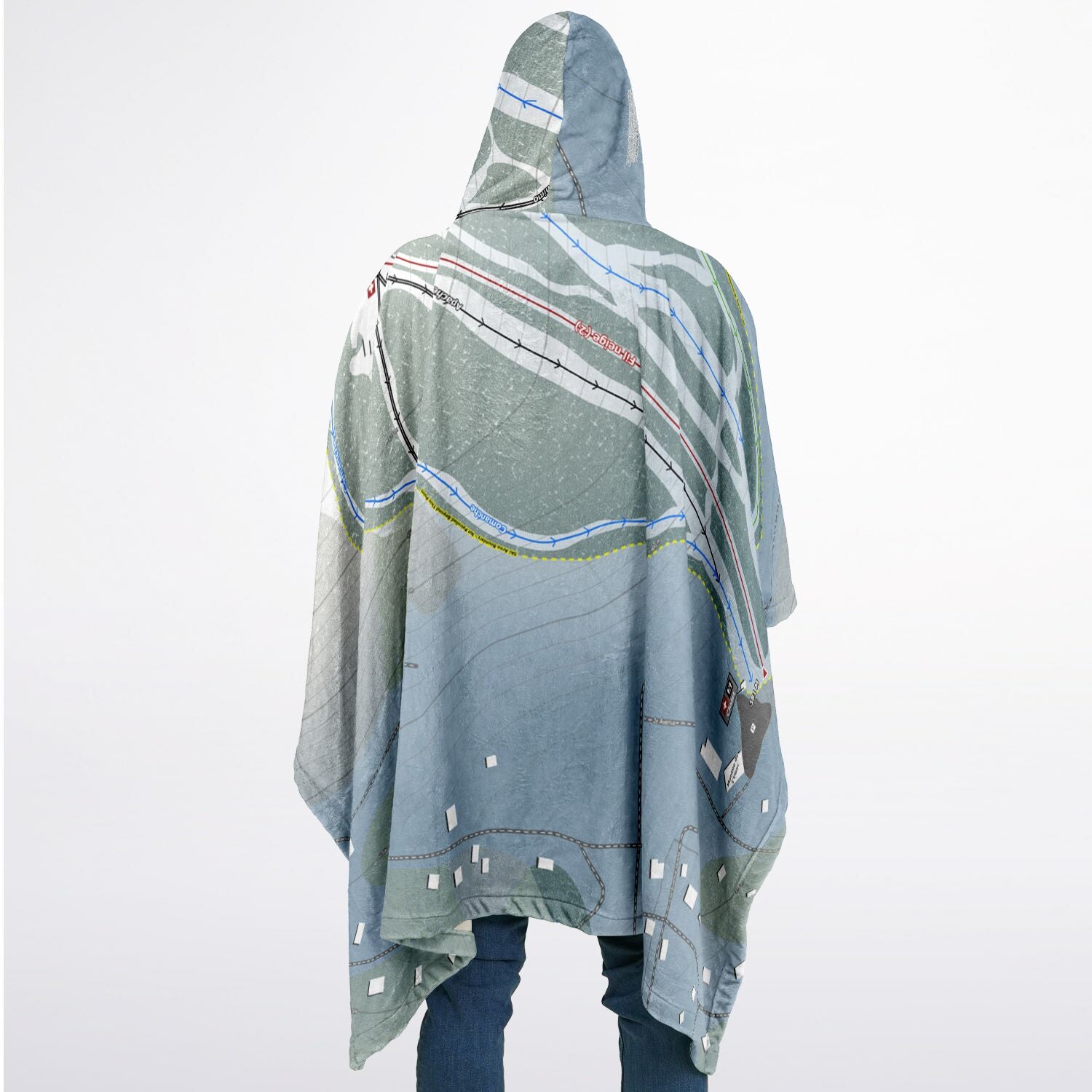 Mont Sauvage, Quebec Ski Resort Map Flannel Blanket Poncho