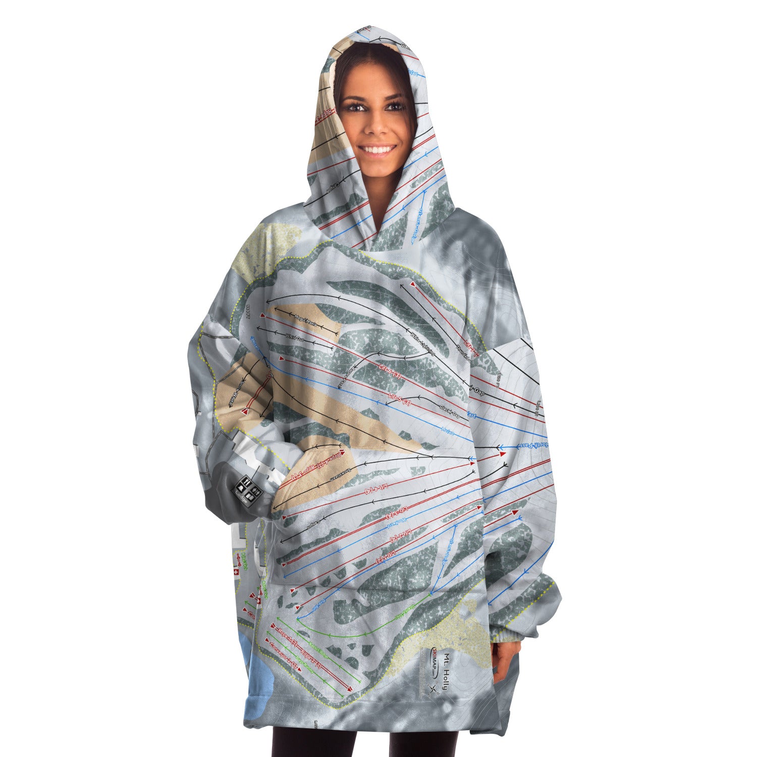 Mt Holly, Michigan Ski Trail Map Snug Hoodie