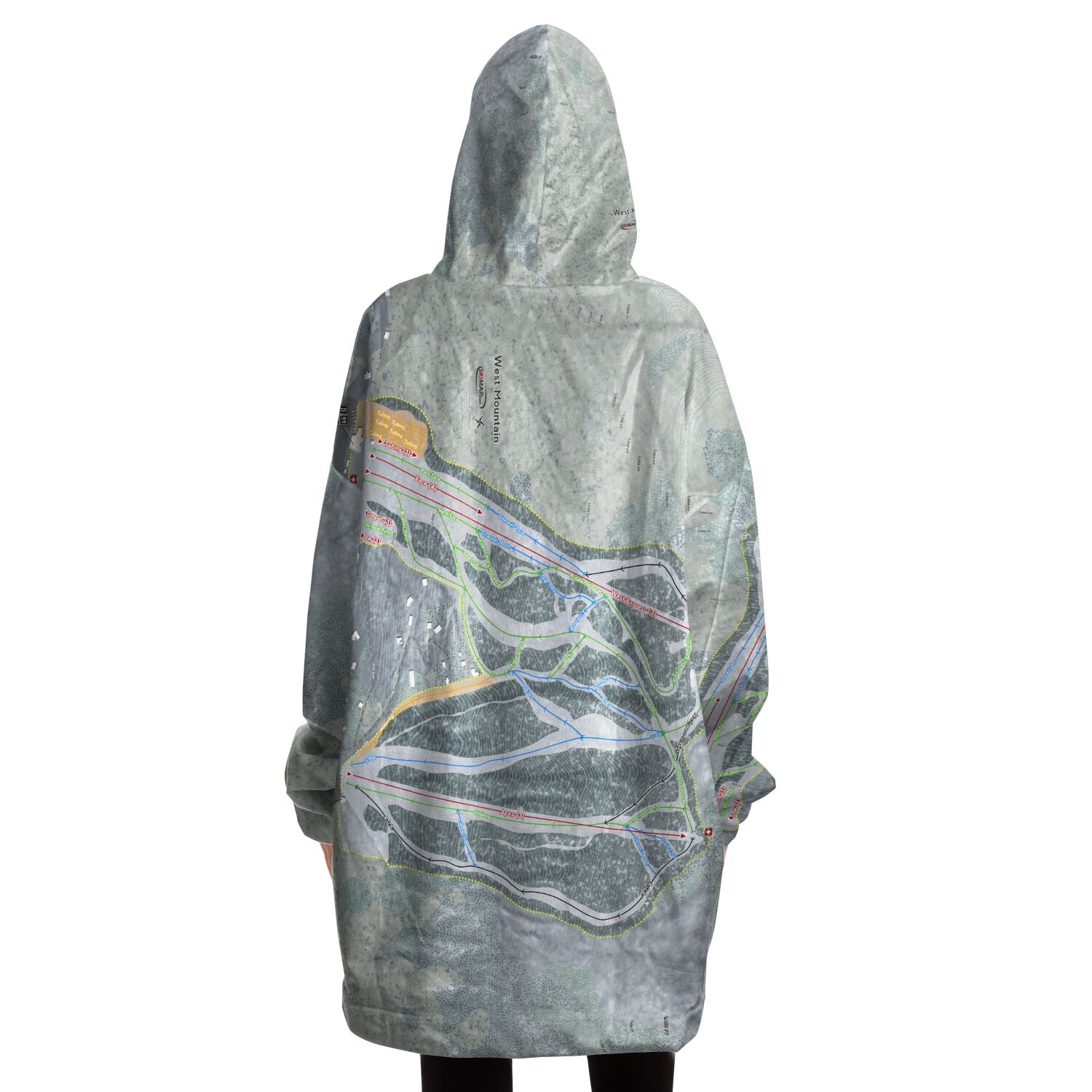 West Mountain, New York Ski Trail Map Snug Hoodie
